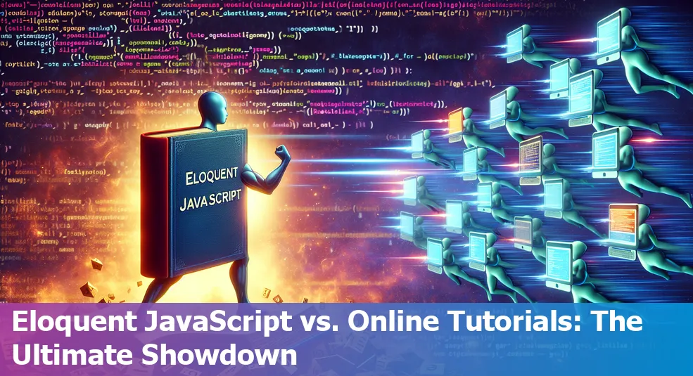 Eloquent JavaScript book cover and free tutorial interfaces for comparison