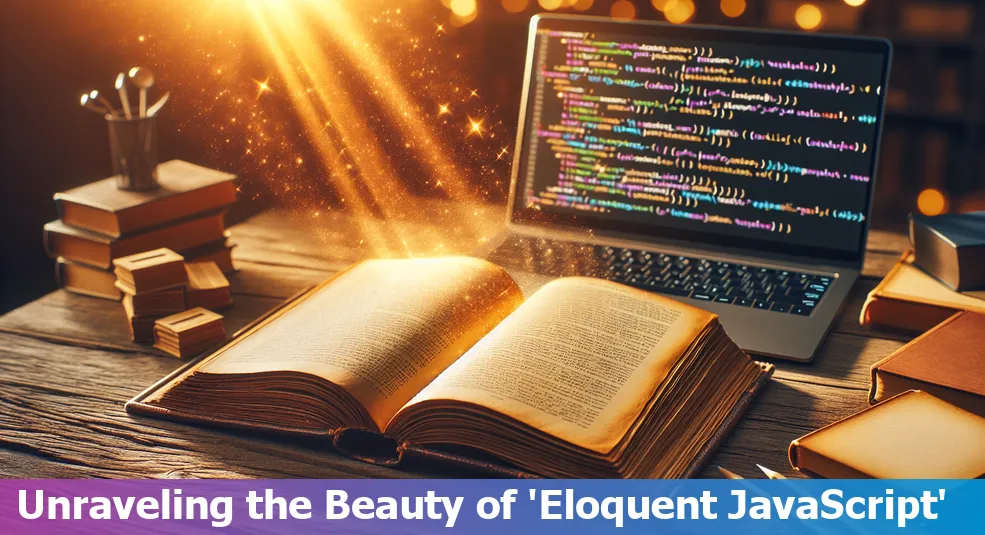 Cover of 'Eloquent JavaScript,' a must-read for beginner programmers