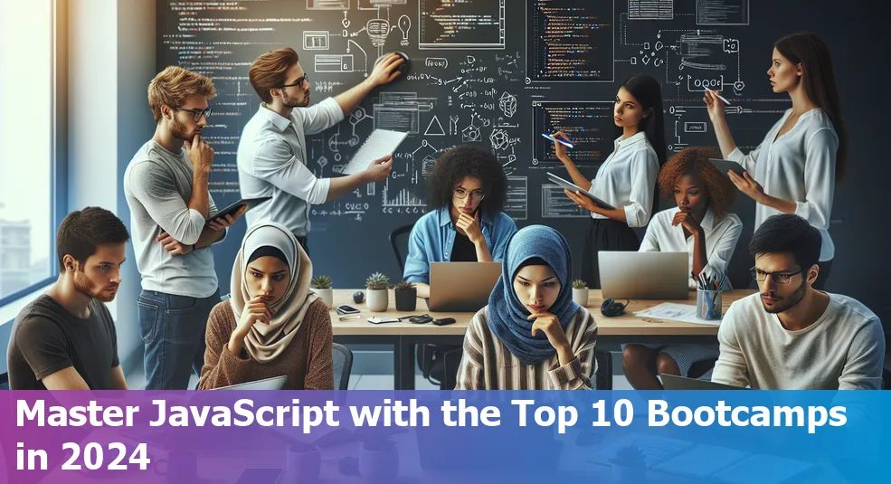 Top 10 JavaScript Bootcamps of 2024 logo collage