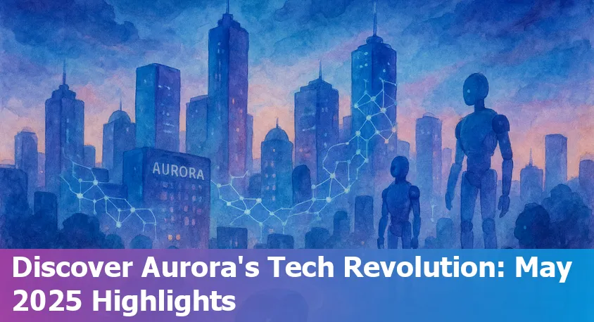 Aurora, IL skyline with digital network lines illustrating smart city and technological growth in 2025