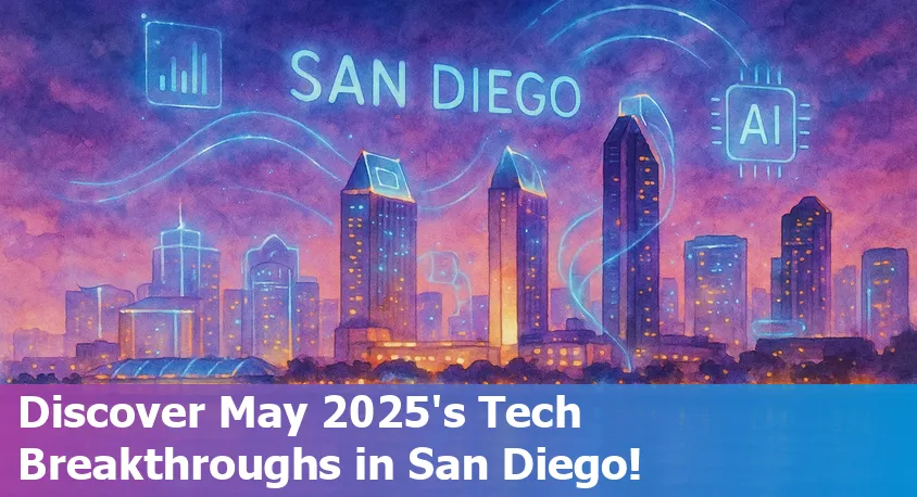 San Diego downtown skyline with digital network overlay representing AI and technology innovation in 2025.