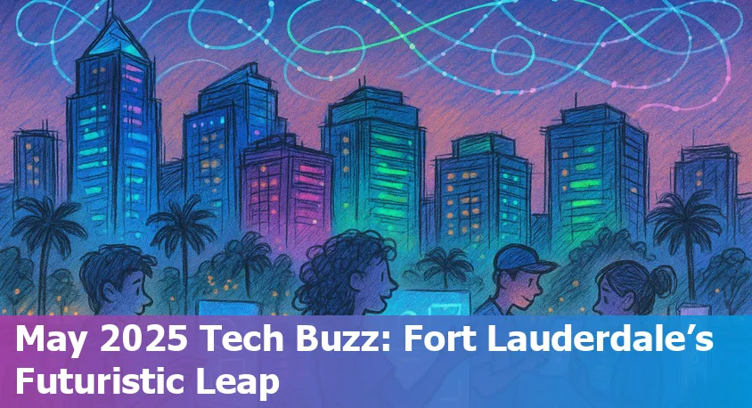 Fort Lauderdale skyline with digital network overlay representing AI and tech innovation.