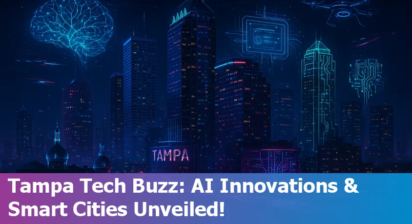 Downtown Tampa skyline with digital AI elements overlaying, symbolizing tech growth and innovation in the city.
