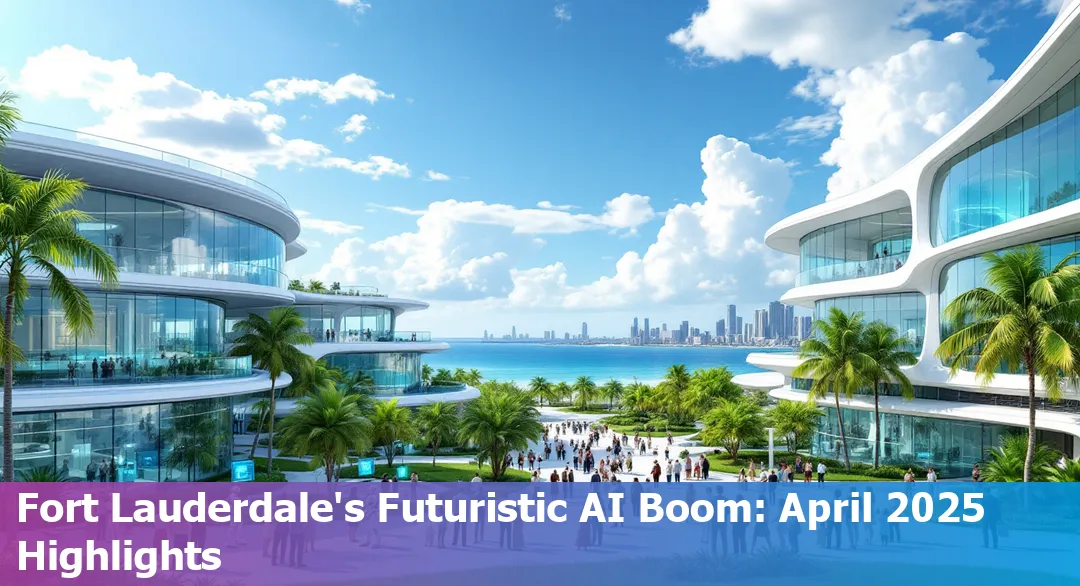 Fort Lauderdale skyline overlaid with AI and technology network graphics, representing innovation and tech growth in the city.