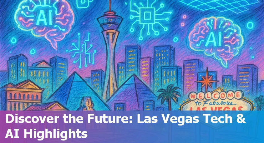 Las Vegas skyline with digital overlays symbolizing AI, data centers, and technology innovation