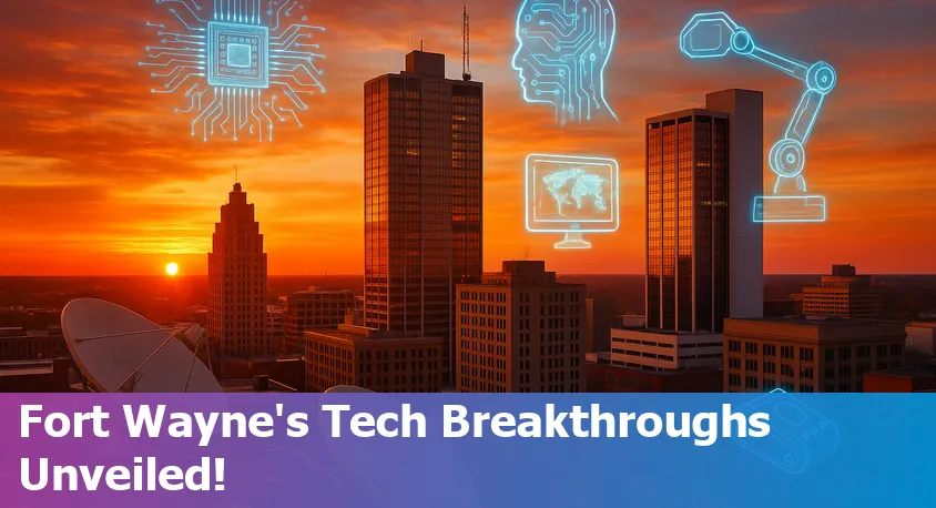 Fort Wayne skyline with network lines representing AI and tech connectivity in 2025.