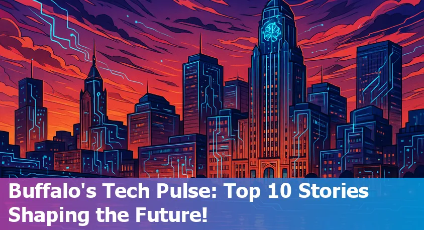 Buffalo-NY skyline with digital network overlay symbolizing artificial intelligence and technology advancements