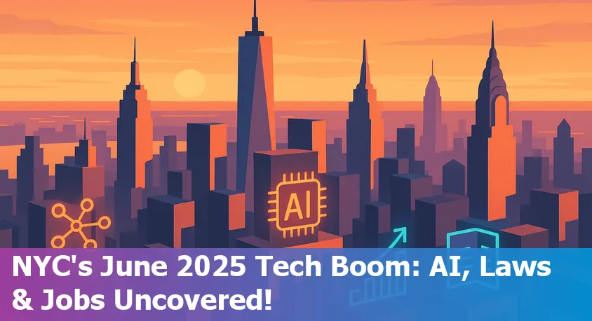 New York City skyline with digital network overlays, symbolizing technology and AI innovation in June 2025.