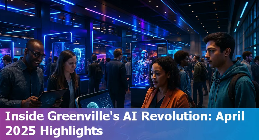 A view of Greenville, NC’s modern tech campus with students and robots in a collaborative workspace