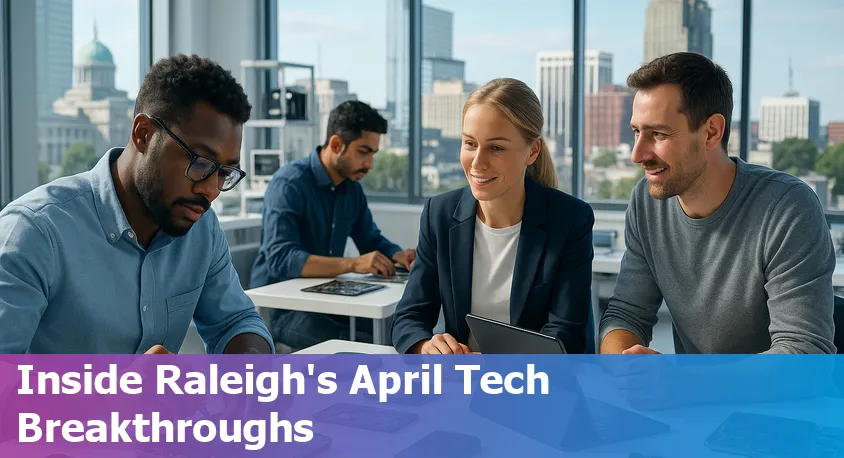 Raleigh, NC skyline with digital network overlay representing AI and tech innovation.