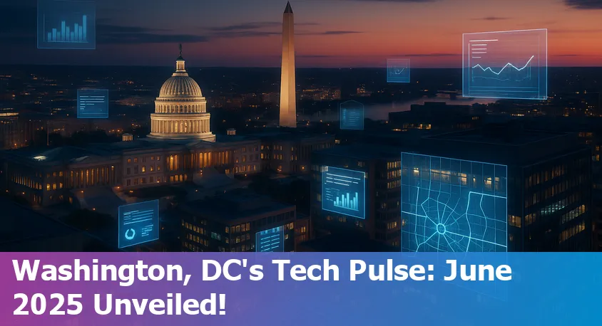 The U.S. Capitol building surrounded by digital icons representing AI and technology advancements in June 2025.
