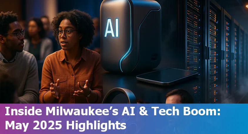 Milwaukee skyline with digital overlay symbolizing AI and tech innovation in 2025.