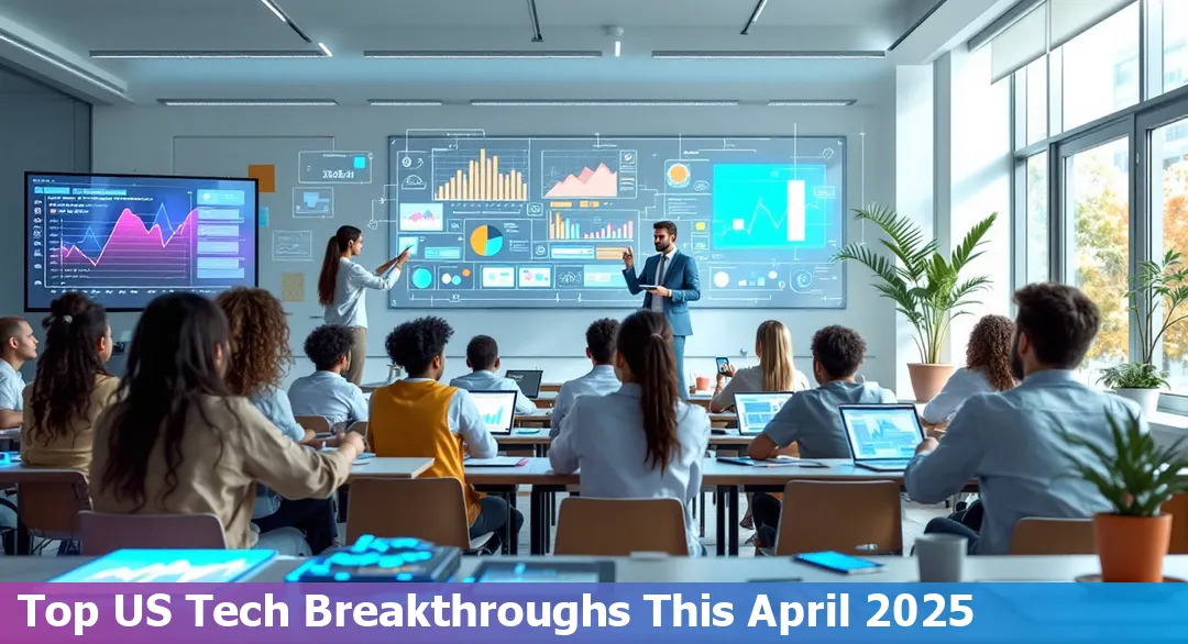 Collage of US tech industry highlights: court battle with Google, AI chip manufacturing, and global supply chains in flux, April 2025.