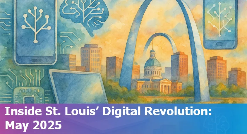 St. Louis skyline with digital network overlay symbolizing AI and technology innovation in 2025.