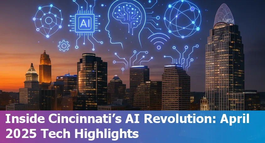 Cincinnati skyline with digital network overlay representing technology and AI innovation.