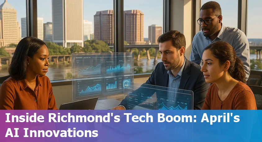 Richmond VA skyline with digital icons representing AI, tech, and data innovation