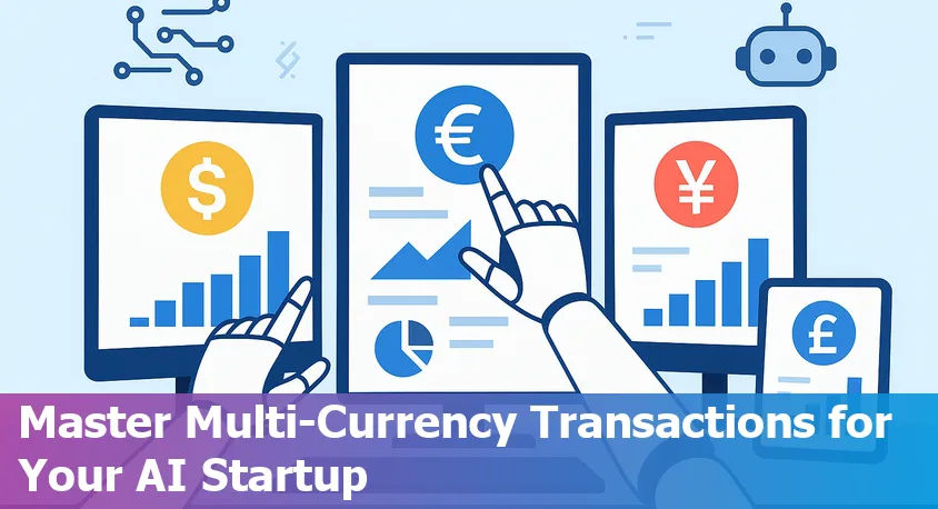 AI startup dashboard with Stripe and Lemon Squeezy logos managing multi-currency transactions globally