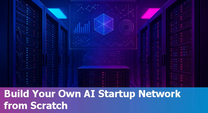 Illustration of a beginner-friendly self-hosted AI startup infrastructure setup with servers, GPUs, and secure networking.