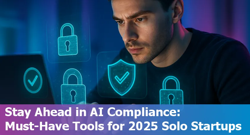 Dashboard showing top compliance tools for AI startups in 2025, with icons for automation, cloud, and privacy features
