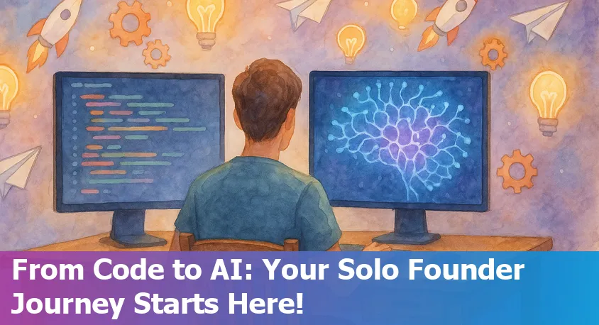 Web developer using AI tools to build a solo startup, working independently on a laptop