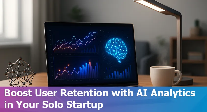 Solo founder using AI analytics dashboard to boost user retention in an AI startup