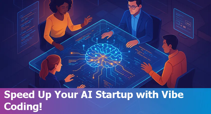 Illustration of developers accelerating AI startup development workflow with vibe coding in 2025.