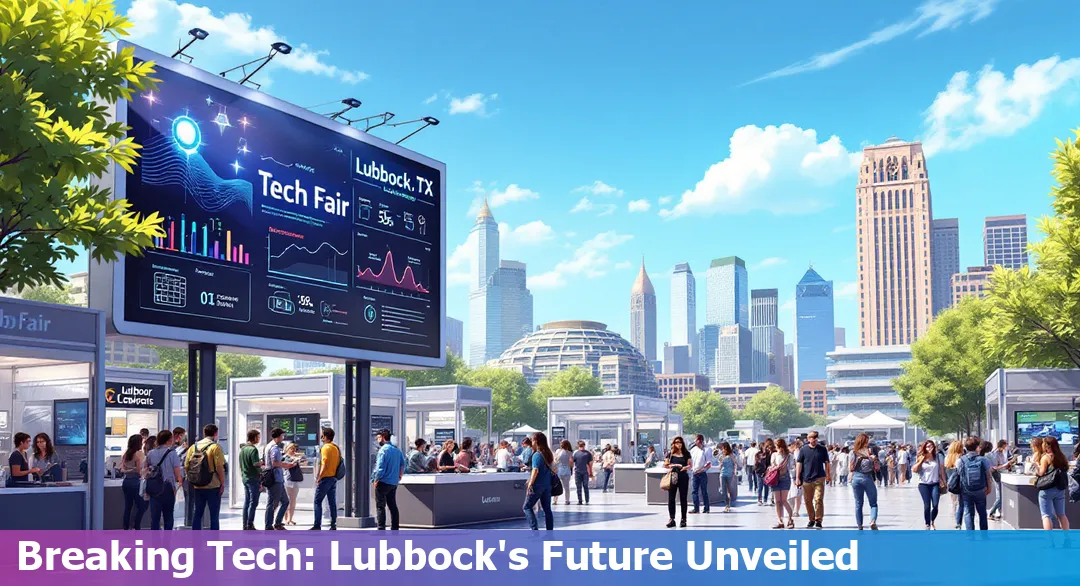 Lubbock city skyline with digital overlay representing technological innovation.