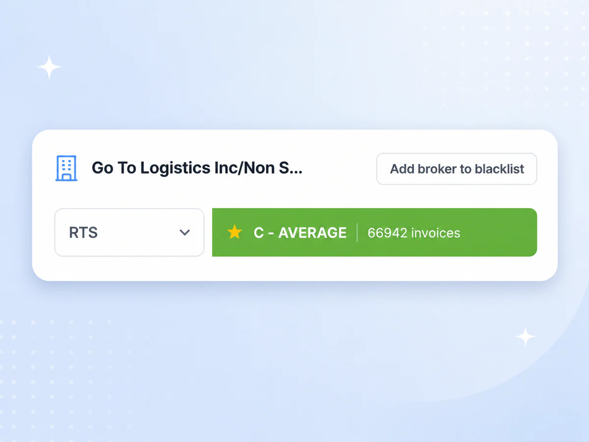 Factoring check badges on broker rows in DAT and Truckstop