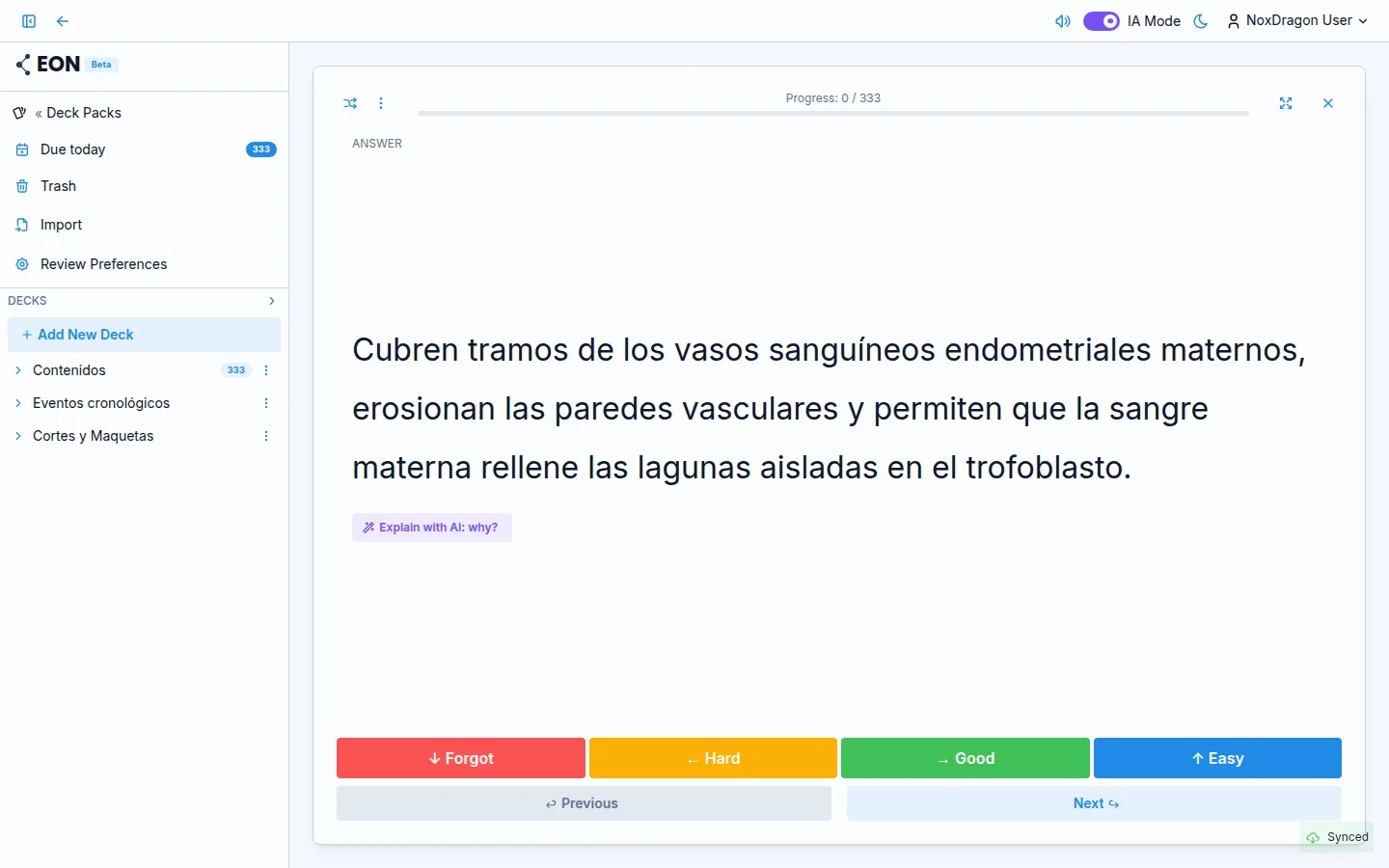 Atajos de sesión de repaso