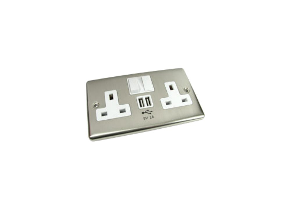 Wall Brushed Chrome USB Socket NetXL