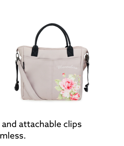 Baby Girls Floral Print Changing Bag in Cream  and attachable clips mless. 