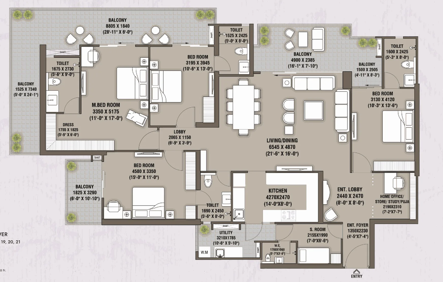 4 BHK Type 1 Floor Plan