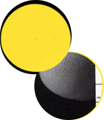 a yellow circle overlapping a circle with half of a close-up fingerprint visible