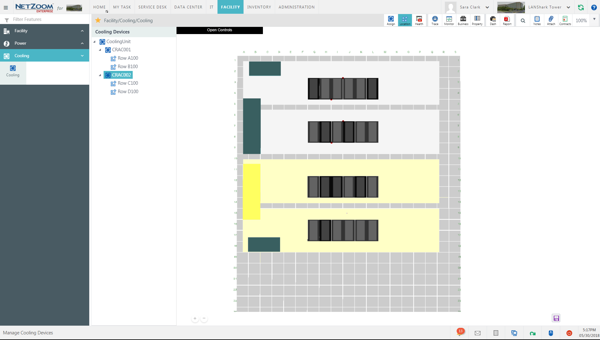 Impact analysis of airflow, CRAC and other devices