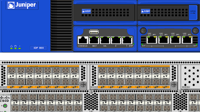 Juniper equipment drawing drawn by detail artists at NetZoom Visio Stencils