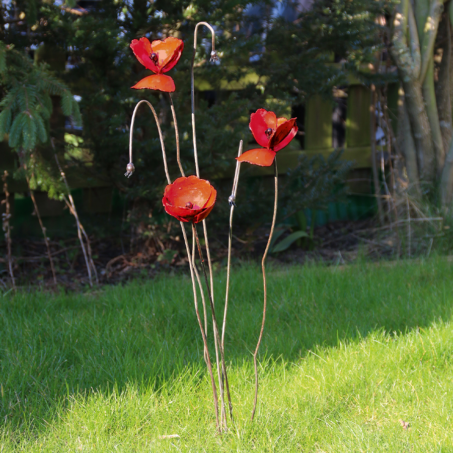 Gartensteckerset «Mohn» 3-teilig