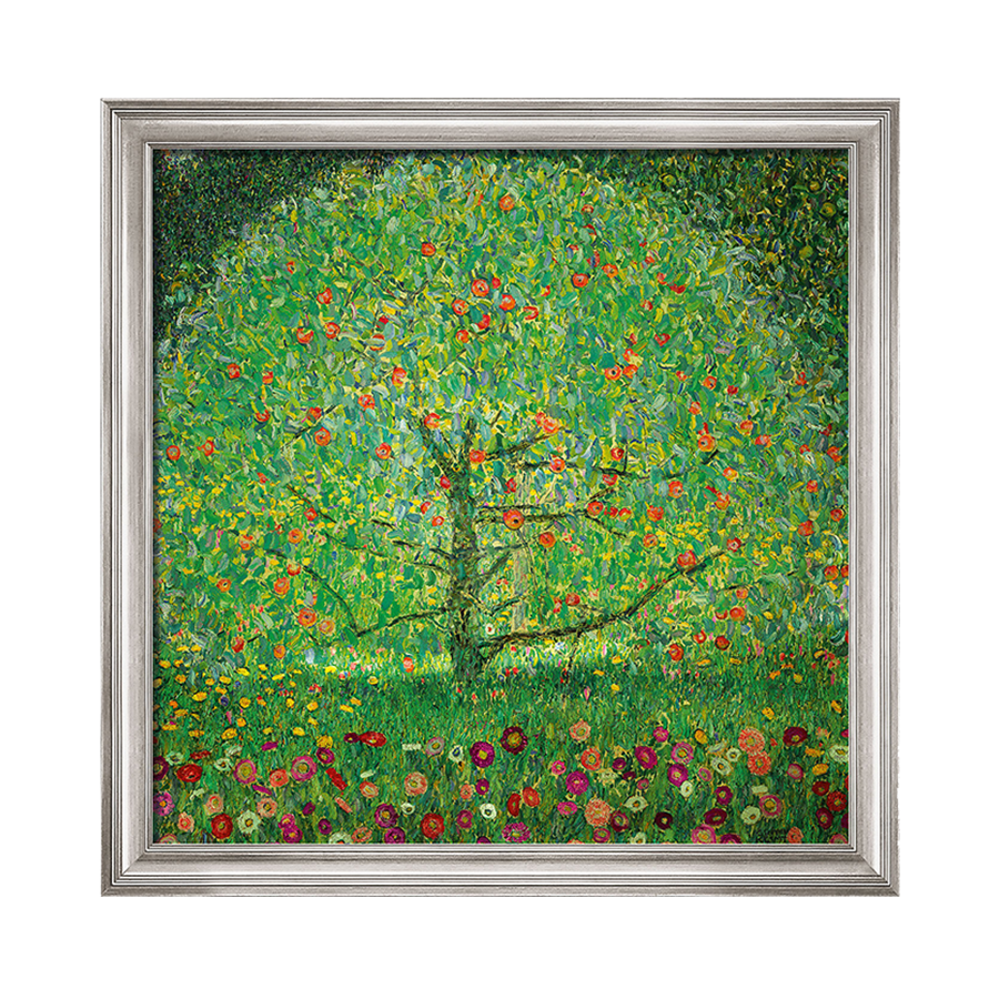 Gustav Klimt: Gemälde «Apfelbaum I» (1912), silberne Rahmung