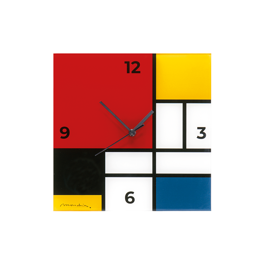 Piet Mondrian: Wanduhr «Komposition in Rot, Blau, Gelb und Schwarz»