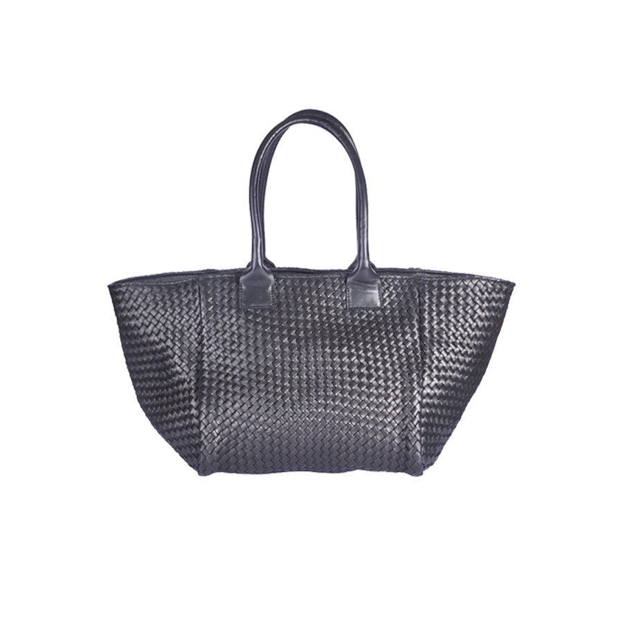 Geflochtene Shopper Schwarz