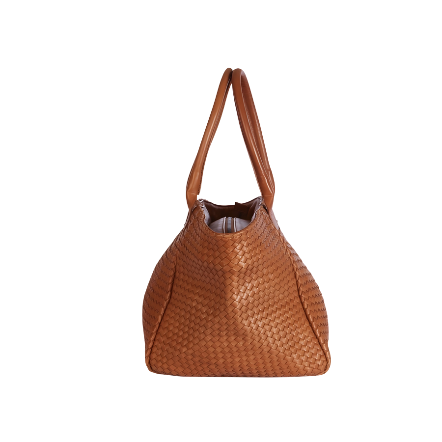 Geflochtene Shopper Cognac