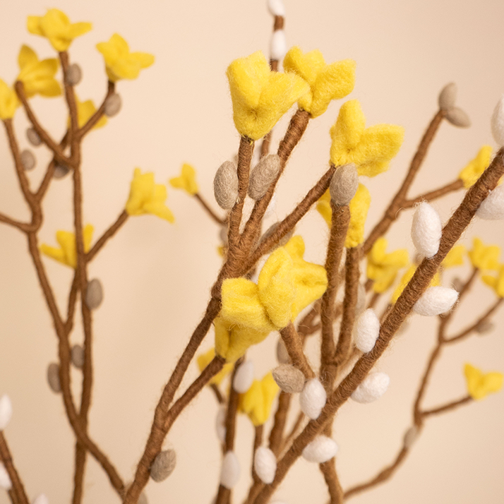 Forsythienzweig Filz (3 Stück)