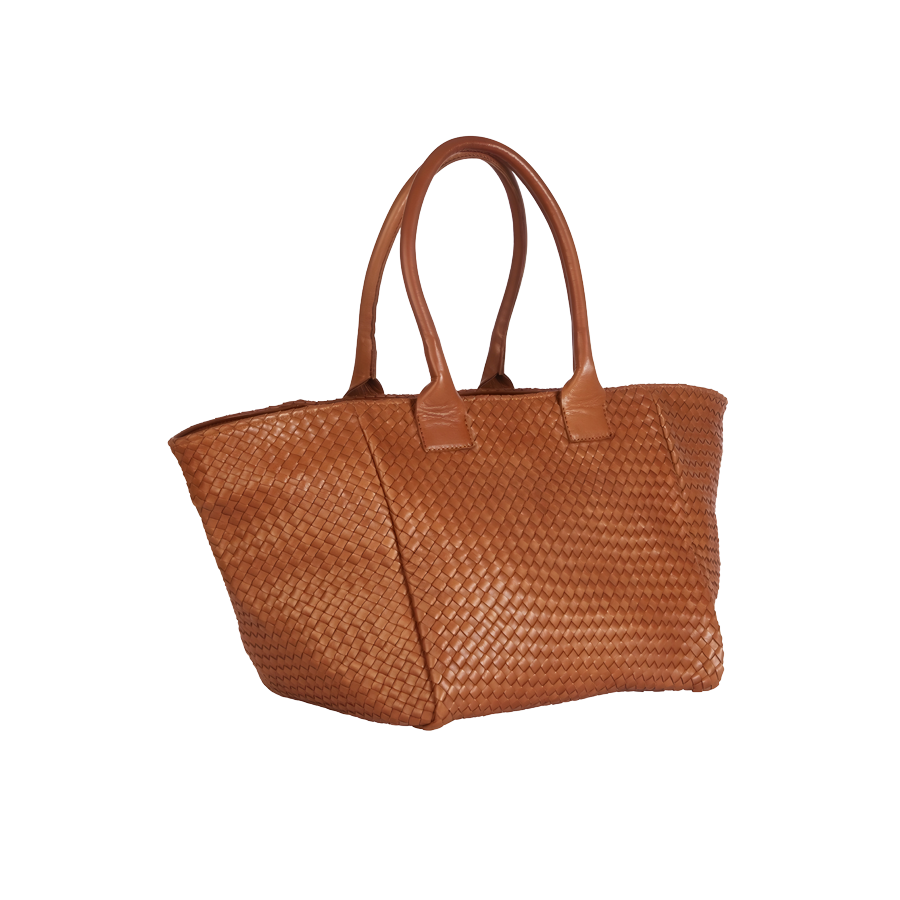 Geflochtene Shopper Cognac