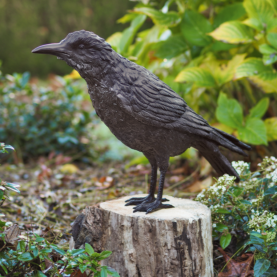 Gartenskulptur Rabe Bronze