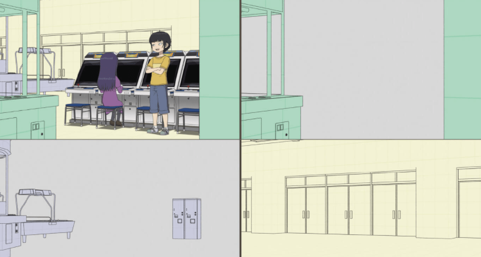 Layered 2D background artwork as used in the TV anime High Score Girl