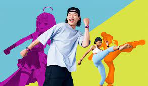 Sony Mocopi motion capture trackers worn on the head, wrists, and ankles