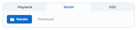 Render tab with Render and Download options to save the recording as a video file