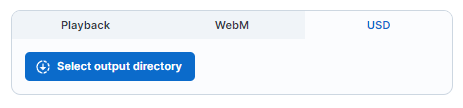 Selecting an output directory to export the recording as OpenUSD files
