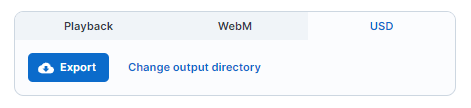 Export button to convert the recording to OpenUSD files written to disk