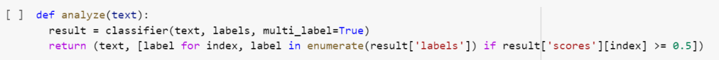 Python function that prints labels with a score of 0.5 or higher using enumerate