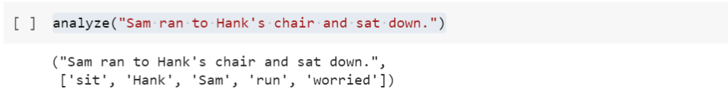 Classifier output where an unwanted character name was picked up from the sentence